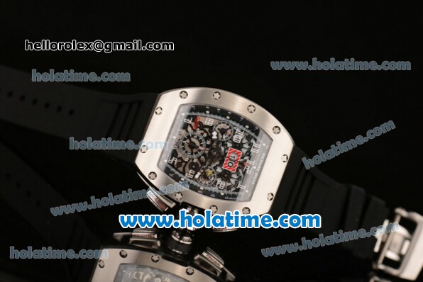 Richard Mille Felipe Massa Flyback Chrono Swiss Valjoux 7750 Automatic Steel Case with White Markers and Black Rubber Bracelet - Click Image to Close